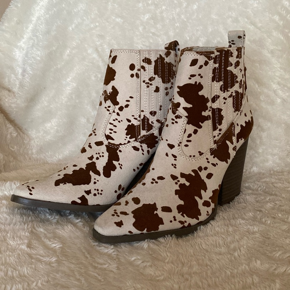 Cow Print Women Booties